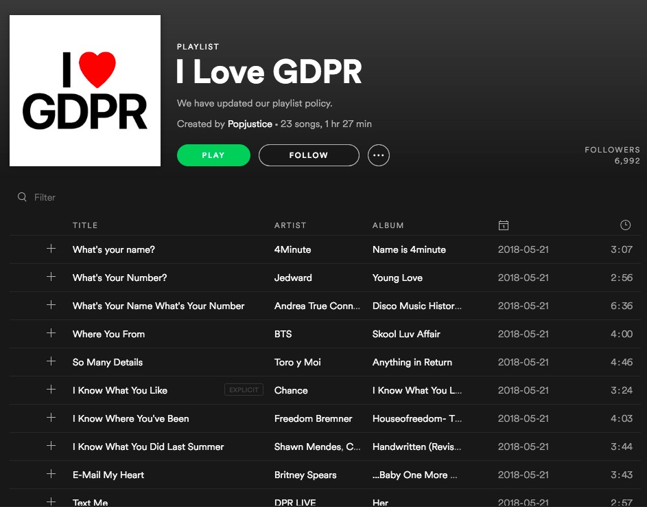 GDPR playlist