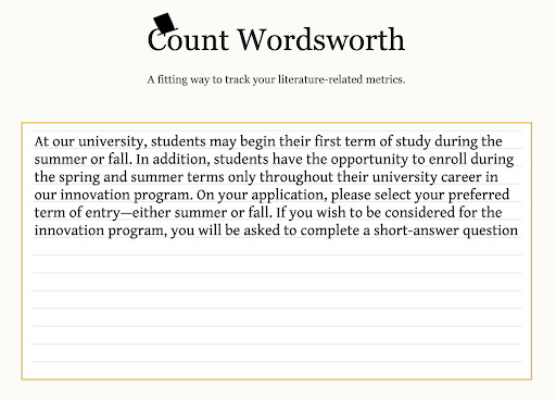 Wordsmith Count Example to Analyze Readability of your Website