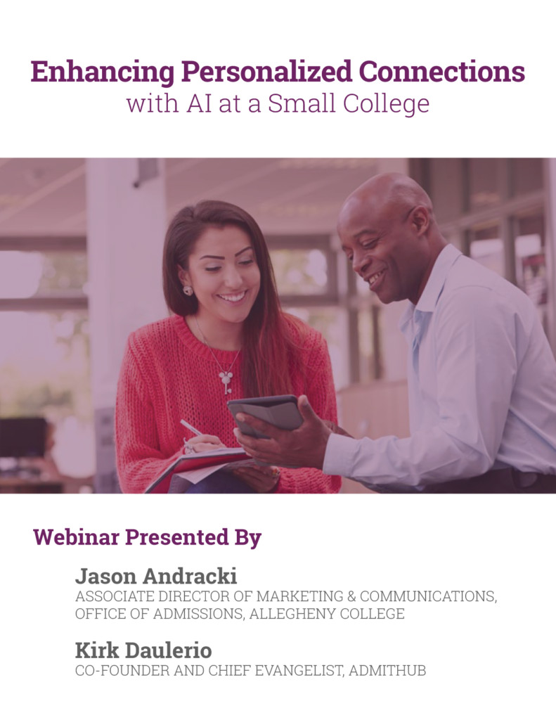 AdmitHub Webinar with Allegheny College Personalized AI